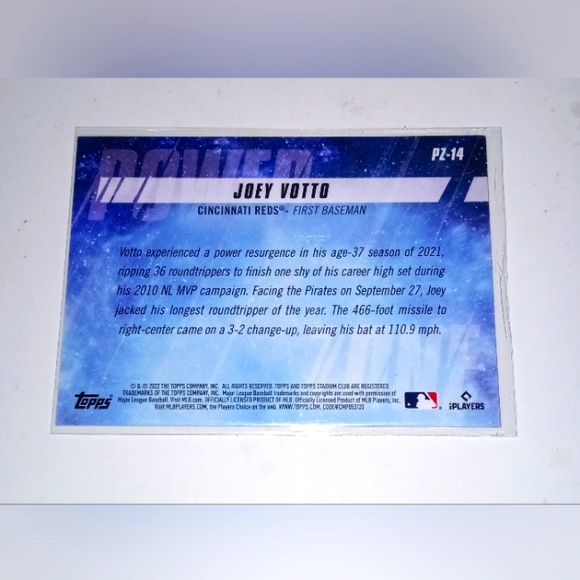 Joey Votto Power Zone Topps 2022 #PZ+14 - Picture 2 of 2